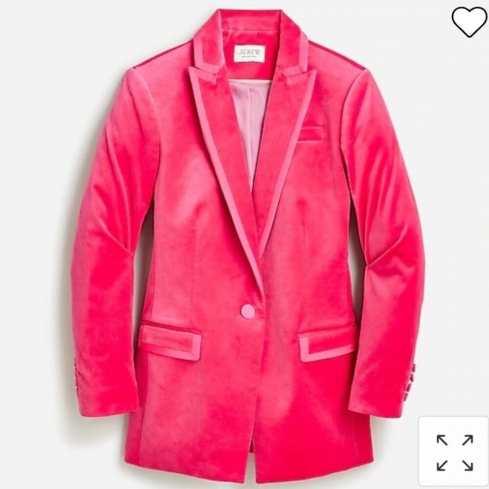 J. Crew Collection Willa blazer in tipped stretch velvet Dragonfruit size 00 - Picture 2 of 9